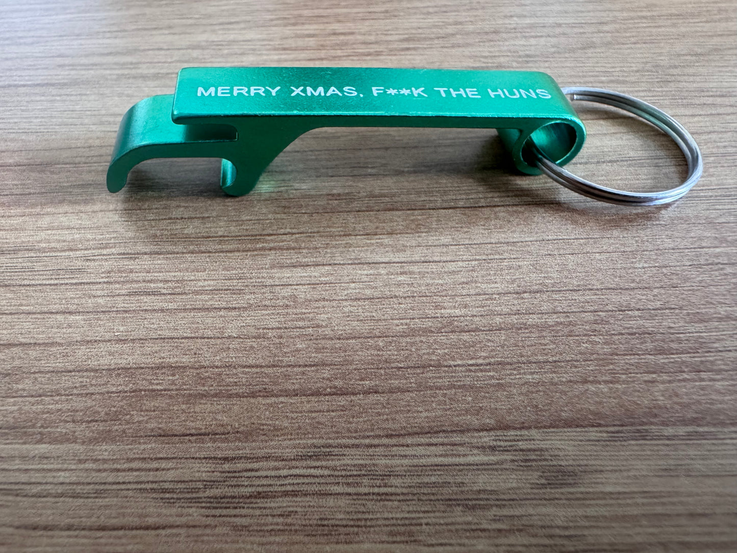 Merry Xmas F**K the huns bottle opener keyring