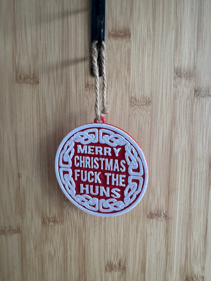 Merry Christmas Fuck The Huns Xmas decoration.