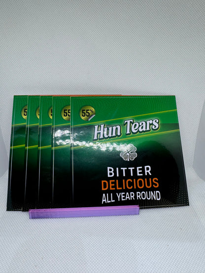 Hun tears bottle labels