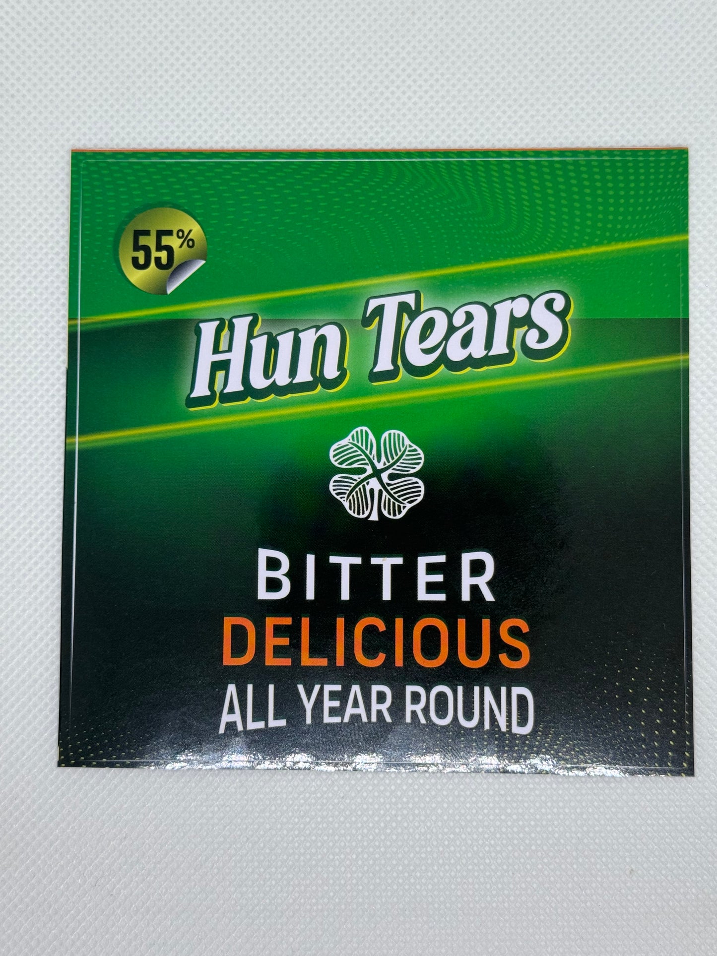 Hun tears bottle labels