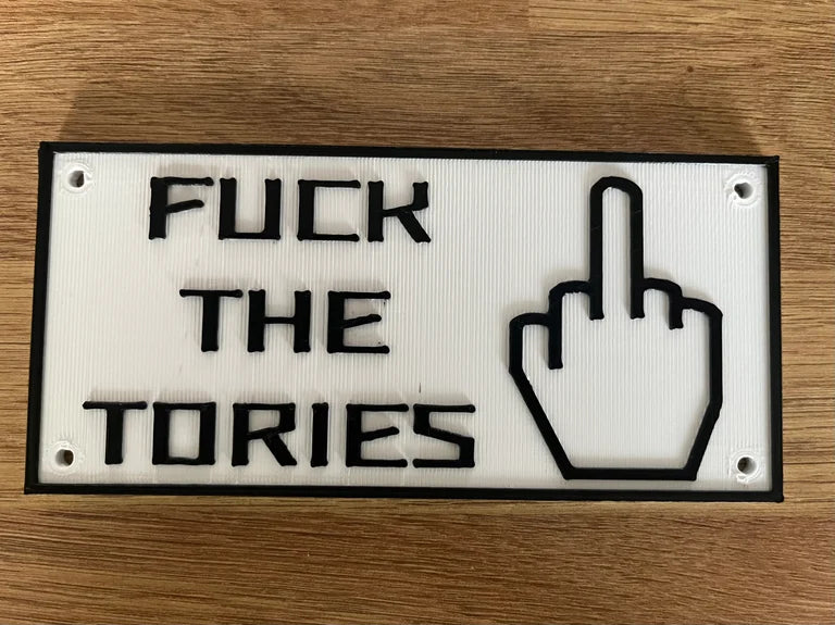 Fuck the tories middle finger plaque