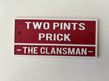 Two pints prick plaque