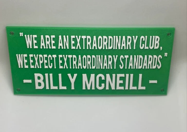 Billy McNeill quote plaque